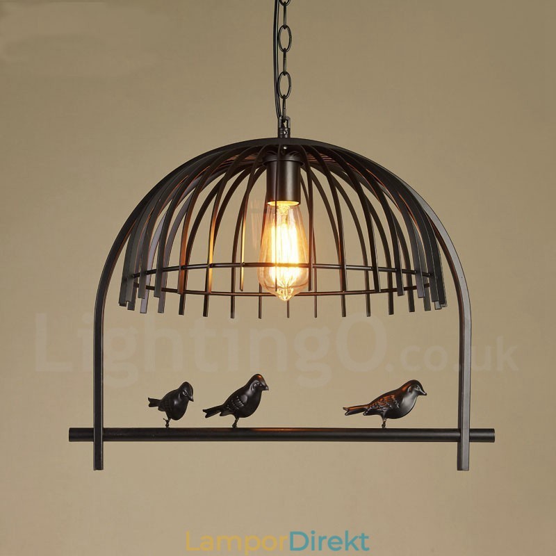 1 Light Rustic Lodge Retro Birdcage Pendellampa Med Stålskärm