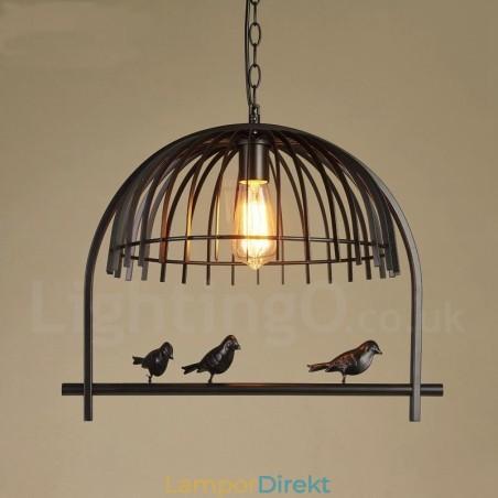 1 Light Rustic Lodge Retro Birdcage Pendellampa Med Stålskärm 1 Light Rustic Lodge Retro Birdcage Pendellampa Med Stålskärm