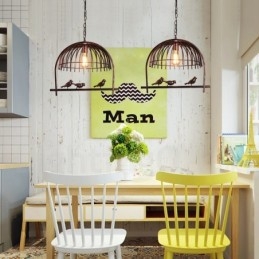 1 Light Rustic Lodge Retro Birdcage Pendellampa Med Stålskärm