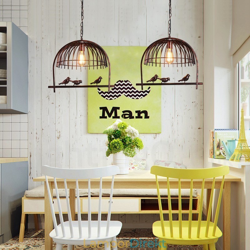 1 Light Rustic Lodge Retro Birdcage Pendellampa Med Stålskärm