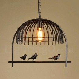 1 Light Rustic Lodge Retro Birdcage Pendellampa Med Stålskärm