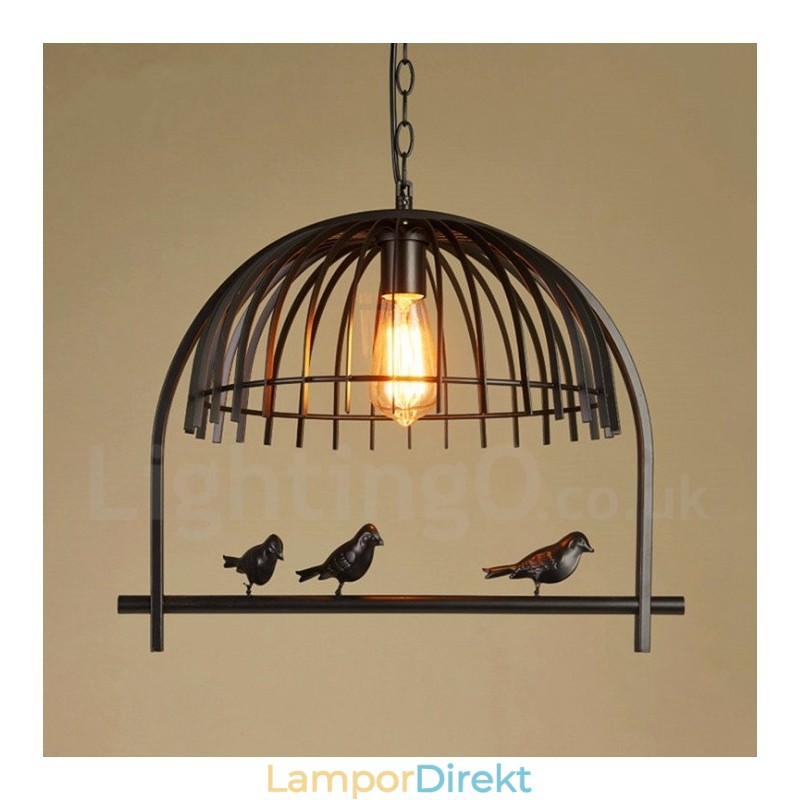 1 Light Rustic Lodge Retro Birdcage Pendellampa Med Stålskärm