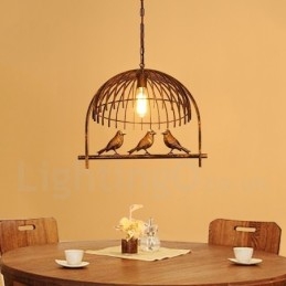 1 Light Rustic Lodge Retro Birdcage Pendellampa Med Stålskärm