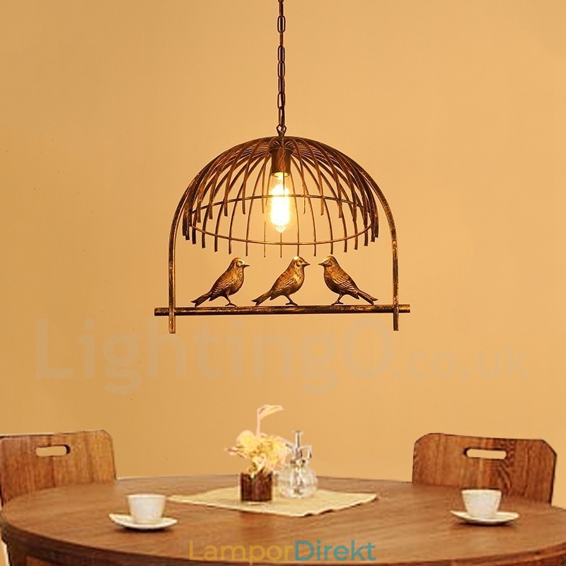 1 Light Rustic Lodge Retro Birdcage Pendellampa Med Stålskärm