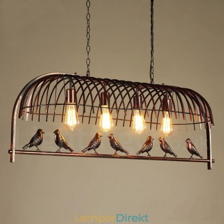 4 Light Rustic Lodge Retro Birdcage Pendellampa Med Stålskärm 4 Light Rustic Lodge Retro Birdcage Pendellampa Med Stålskärm