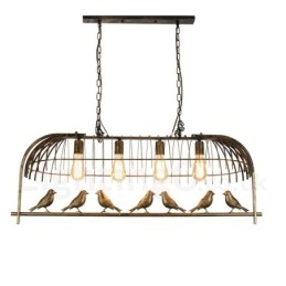 4 Light Rustic Lodge Retro Birdcage Pendellampa Med Stålskärm