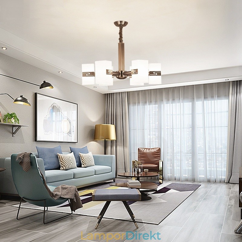 6 Ljus Modern Modern Ljuskrona Med Glasskärm