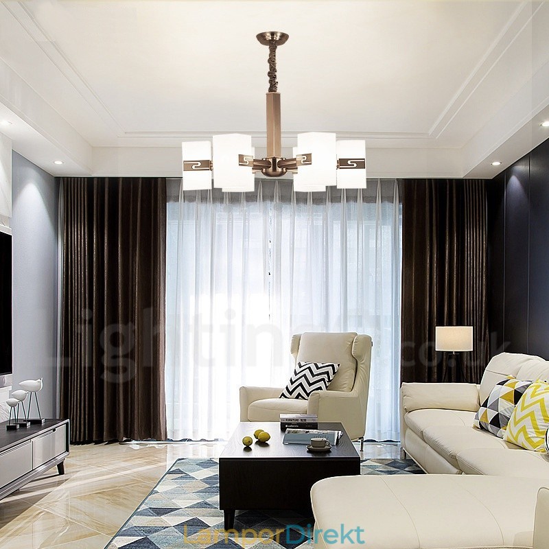 6 Ljus Modern Modern Ljuskrona Med Glasskärm