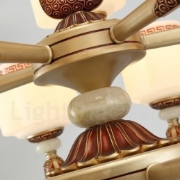 8 Lätt Retro Traditionell Zinklegering Lyxig Lobbyljuskrona Med Glasskärm
