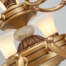 8 Lätt Retro Traditionell Zinklegering Lyxig Lobbyljuskrona Med Glasskärm