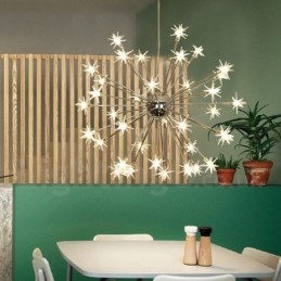 32 Ljus Modern Pendellampa I Stål Med Skärm I Glas