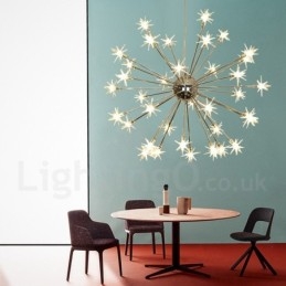 32 Ljus Modern Pendellampa I Stål Med Skärm I Glas