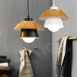 1 Ljus Modern Contemporary Wood Pendellampa Med Skärm I Aluminiumlegering
