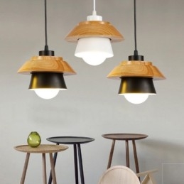 1 Ljus Modern Contemporary Wood Pendellampa Med Skärm I Aluminiumlegering