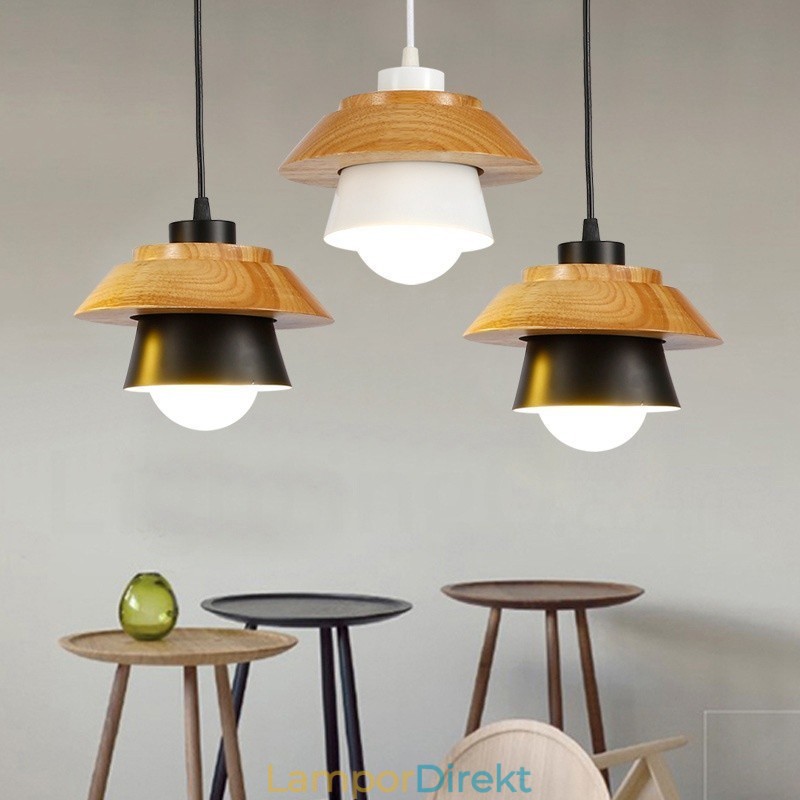 1 Ljus Modern Contemporary Wood Pendellampa Med Skärm I Aluminiumlegering