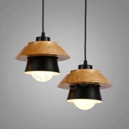 1 Ljus Modern Contemporary Wood Pendellampa Med Skärm I Aluminiumlegering