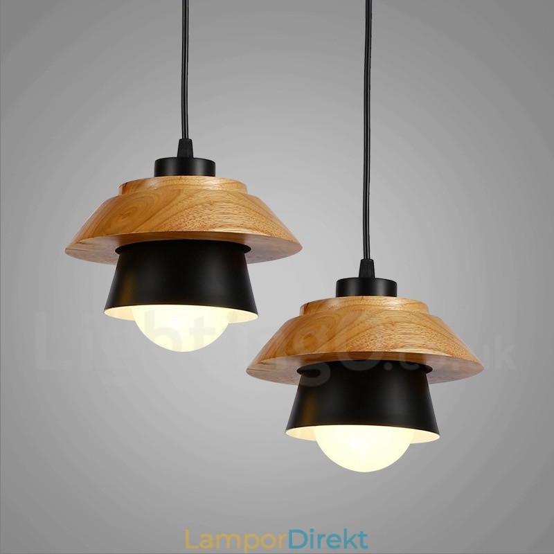 1 Ljus Modern Contemporary Wood Pendellampa Med Skärm I Aluminiumlegering