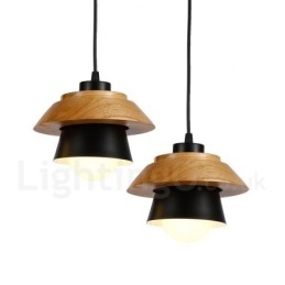 1 Ljus Modern Contemporary Wood Pendellampa Med Skärm I Aluminiumlegering
