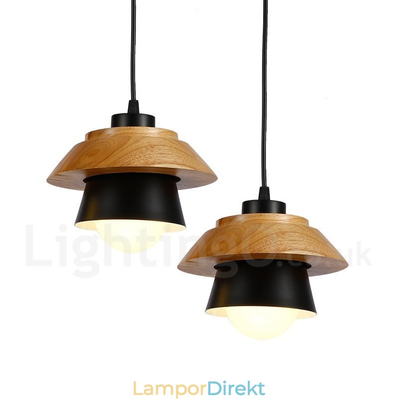 1 Ljus Modern Contemporary Wood Pendellampa Med Skärm I Aluminiumlegering