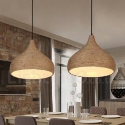1 Ljus Retro Rustik Hamp Rope Pendel Light Med Hamp Rope Shade