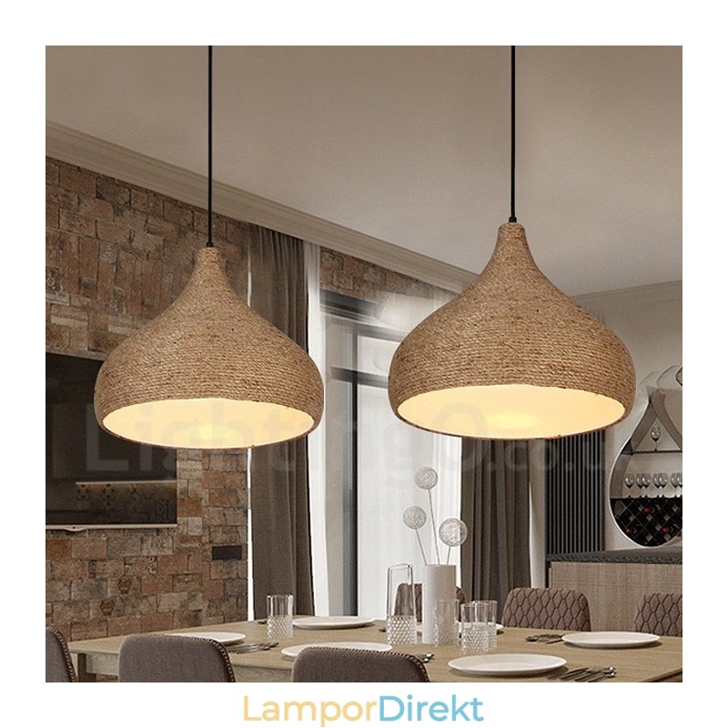 1 Ljus Retro Rustik Hamp Rope Pendel Light Med Hamp Rope Shade