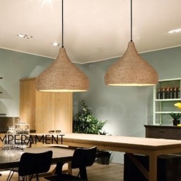 1 Ljus Retro Rustik Hamp Rope Pendel Light Med Hamp Rope Shade