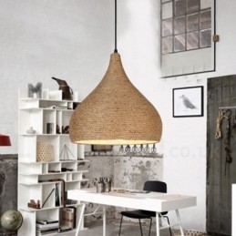 1 Ljus Retro Rustik Hamp Rope Pendel Light Med Hamp Rope Shade