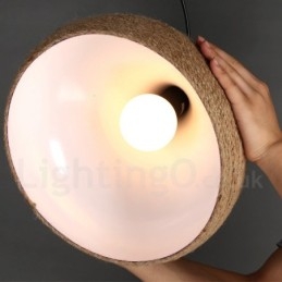 1 Ljus Retro Rustik Hamp Rope Pendel Light Med Hamp Rope Shade