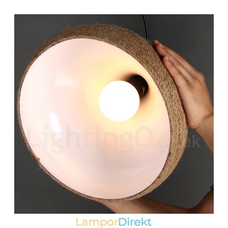 1 Ljus Retro Rustik Hamp Rope Pendel Light Med Hamp Rope Shade