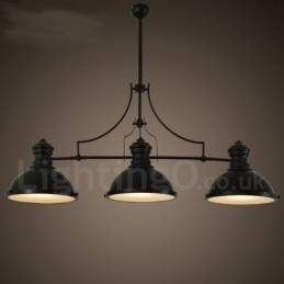3-Ljus Retro Rustik Stålhängelampa Med Stålskärm