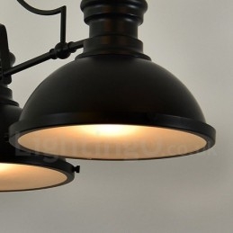 3-Ljus Retro Rustik Stålhängelampa Med Stålskärm