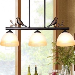 3 Ljus Retro Rustik Stål Pendellampa Med Glasskärm