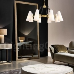 8 Ljus Retro Rustik Lyx Mässing Pendel Lampa Ljuskrona Med Glasskärm