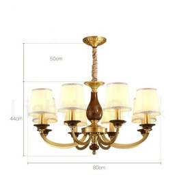 8 Ljus Retro Rustik Lyx Mässing Pendel Lampa Ljuskrona Med Glasskärm