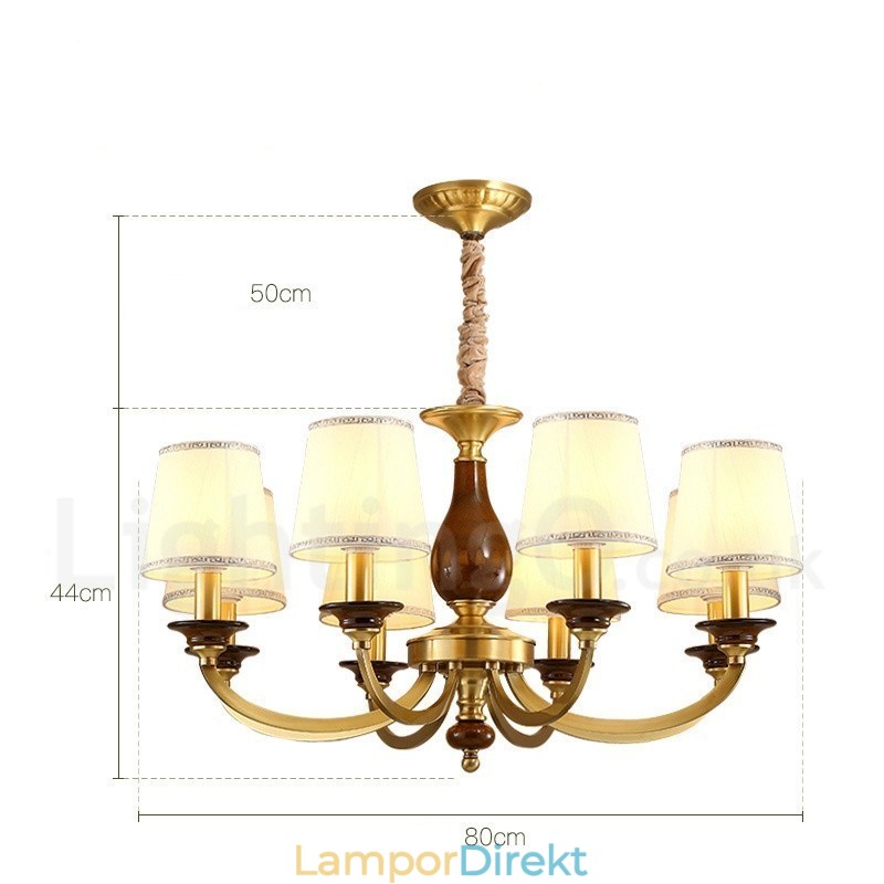 8 Ljus Retro Rustik Lyx Mässing Pendel Lampa Ljuskrona Med Glasskärm