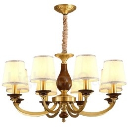 8 Ljus Retro Rustik Lyx Mässing Pendel Lampa Ljuskrona Med Glasskärm