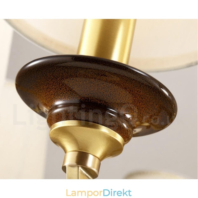 8 Ljus Retro Rustik Lyx Mässing Pendel Lampa Ljuskrona Med Glasskärm