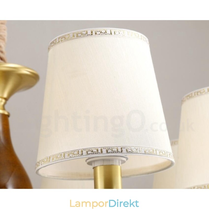 15 Ljus Retro Rustik Lyx Mässing Pendel Ljuskrona Med Glasskärm