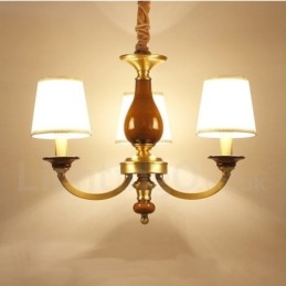 3 Ljus Retro Rustik Lyx Mässing Pendel Ljuskrona Med Glasskärm