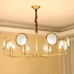 8 Ljus Retro Rustik Lyx Mässing Pendel Lampa Ljuskrona Med Glasskärm