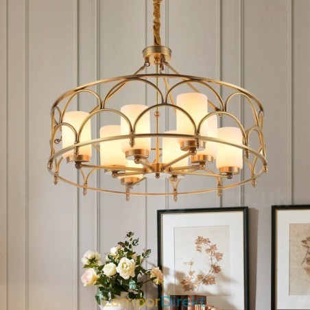 8 Ljus Retro Rustik Lyx Mässing Pendel Lampa Ljuskrona Med Glasskärm 8 Ljus Retro Rustik Lyx Mässing Pendel Lampa Ljuskrona Med Glasskärm