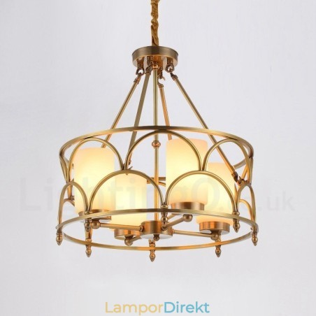4 Ljus Retro Rustik Lyx Mässing Pendel Ljuskrona Med Glasskärm 4 Ljus Retro Rustik Lyx Mässing Pendel Ljuskrona Med Glasskärm