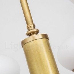 6 Ljus Retro Rustik Lyx Mässing Pendel Ljuskrona Med Glasskärm