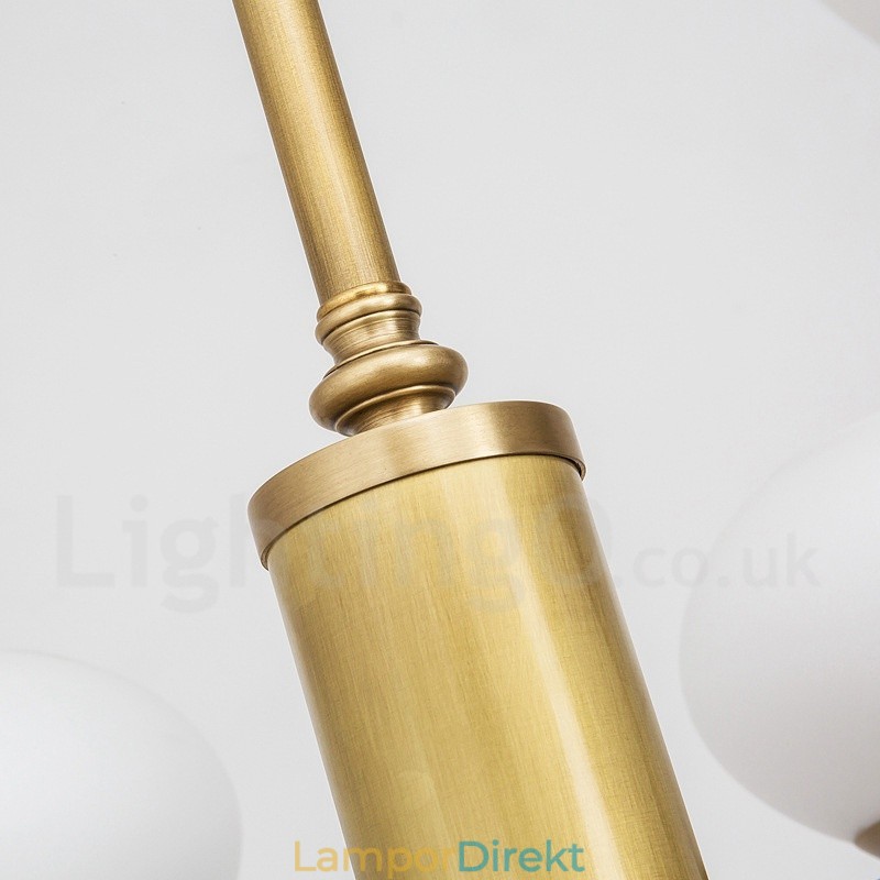 9 Ljus Retro Rustik Lyx Mässing Pendel Ljuskrona Med Glasskärm