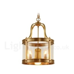 5 Ljus Retro Rustik Lyx Mässing Pendel Ljuskrona Med Glasskärm