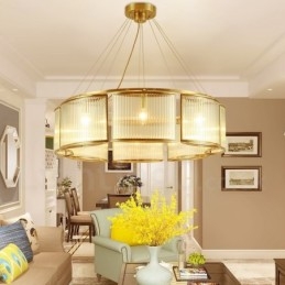 8 Ljus Retro Rustik Lyx Mässing Pendel Lampa Ljuskrona Med Glasskärm