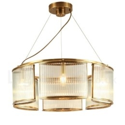 6 Ljus Retro Rustik Lyx Mässing Pendel Ljuskrona Med Glasskärm