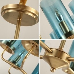 16 Ljus Retro Rustik Lyx Mässing Pendel Ljuskrona Med Glasskärm