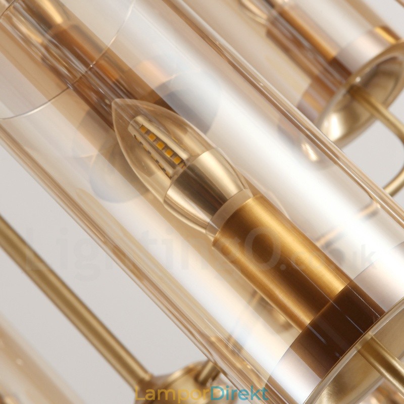 6 Ljus Retro Rustik Lyx Mässing Pendel Ljuskrona Med Glasskärm