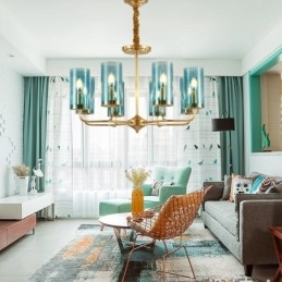 8 Ljus Retro Rustik Lyx Mässing Pendel Lampa Ljuskrona Med Glasskärm